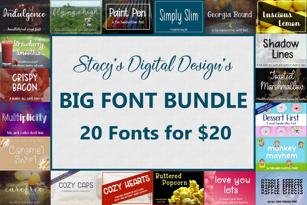 Big Font Bundle - 20 Handwritten Fonts example image 1