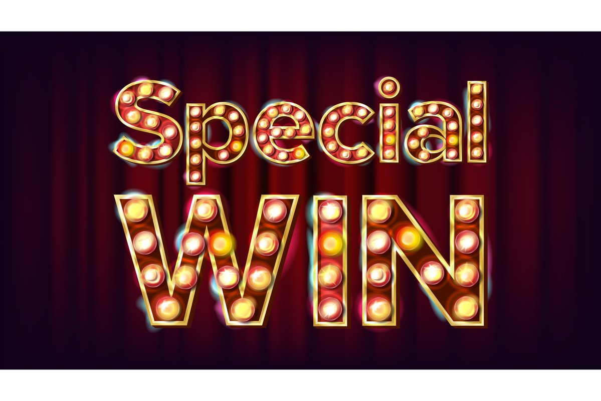 Special Win Banner Vector. Casino Vintage Style Illuminated example image 1