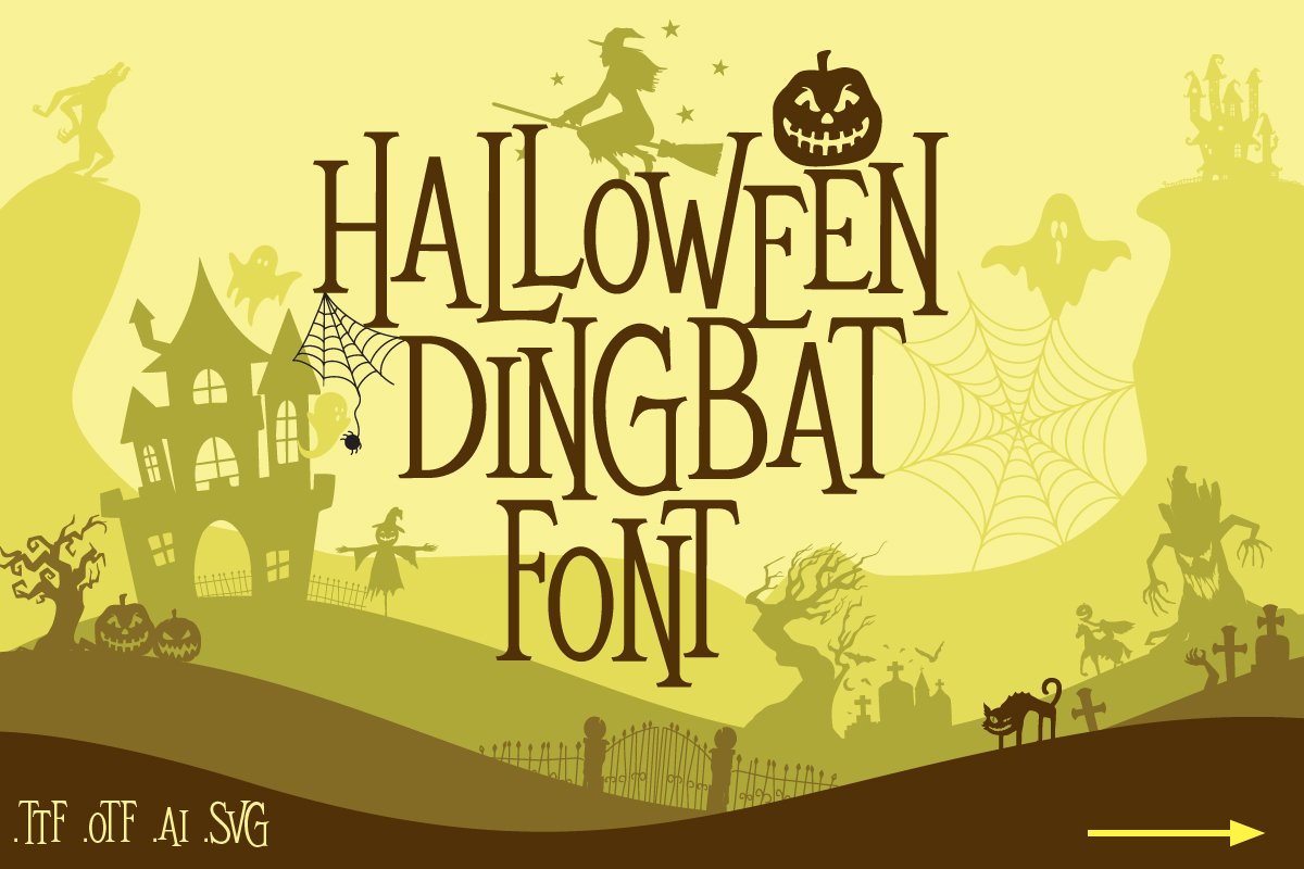 Mitoos Halloween Dingbat Font with svg file example image 1