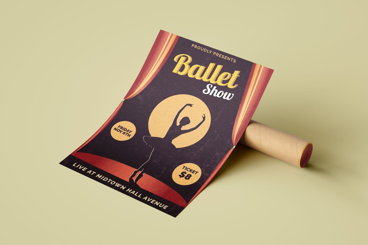 Retro Ballet Show - Flyer Poster example image 1