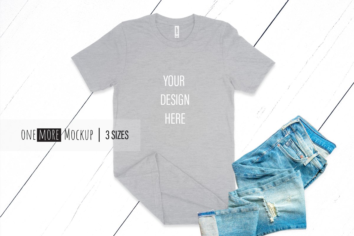 Grey TShirt Mockup | Bella Canvas 3001 Heather Athletic example image 1