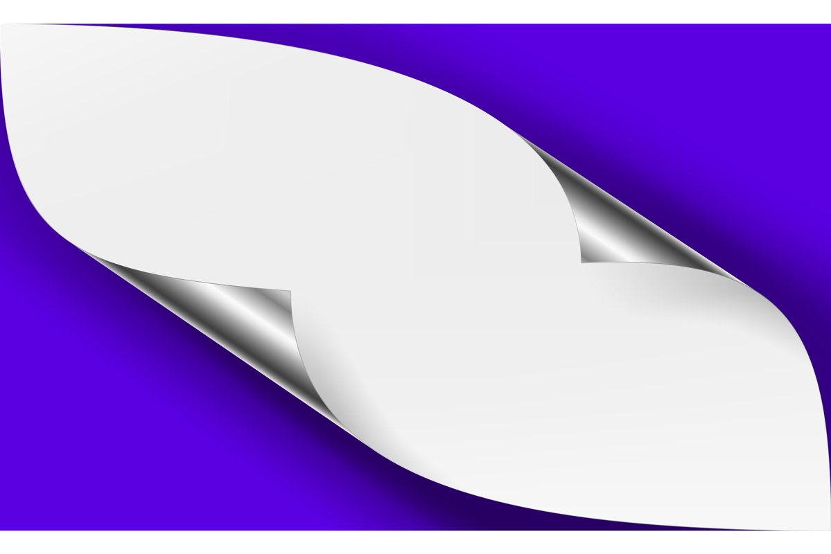 Curled Metallic Corner Vector. Realistic Paper With Soft example image 1