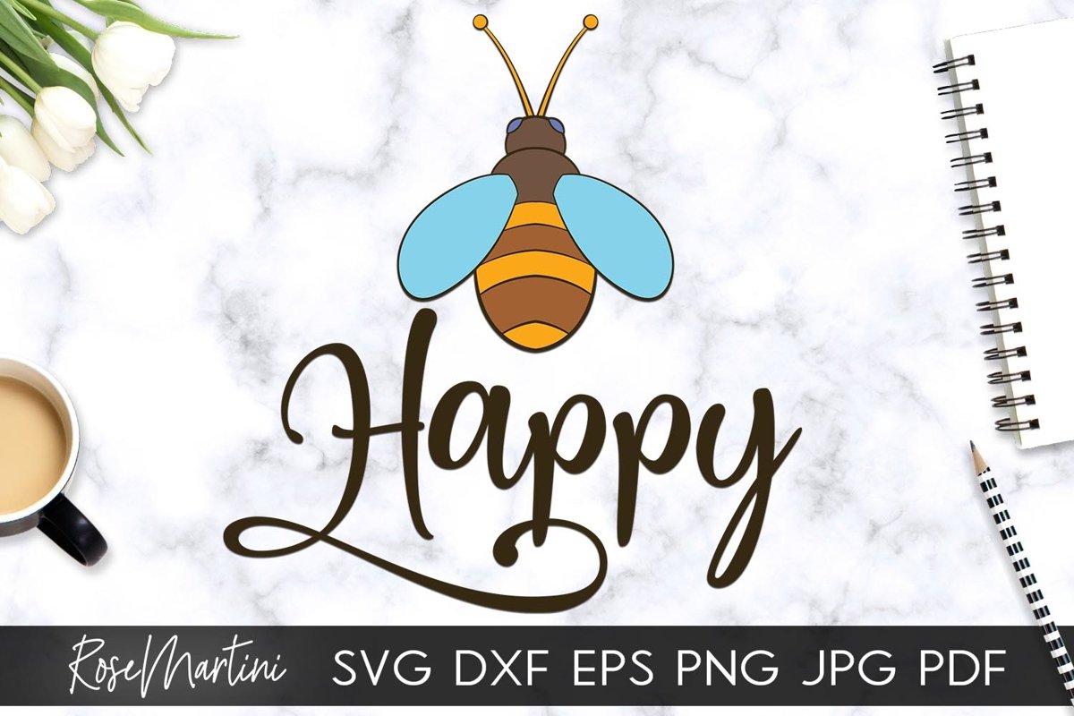 Bee Happy SVG Queen Bee SVG Bee Pun Bumble Bee SVG Bee Kind example image 1