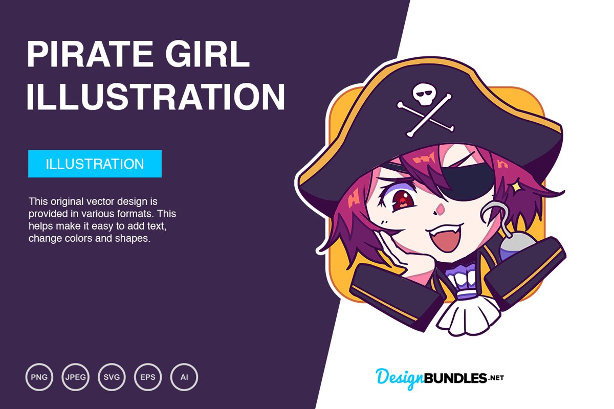 Pirate Girl Vector Illustration example image 1