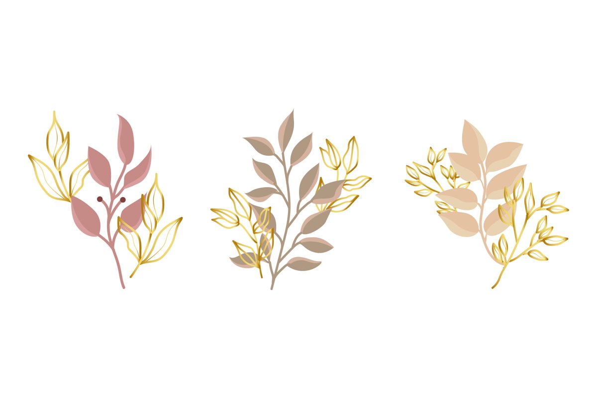Gold Green Tropical Leaves example image 1