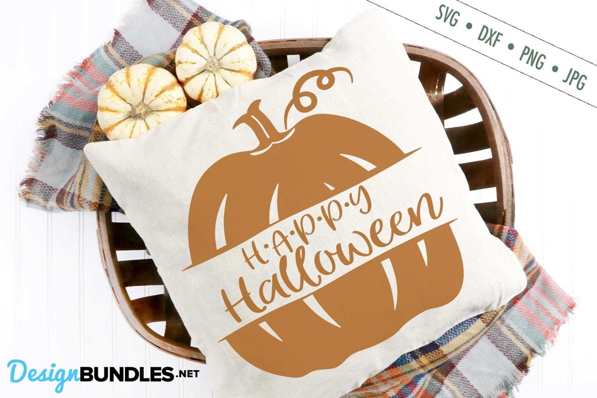 Happy Halloween Pumpkin | Split Pumpkin | Halloween SVG example image 1