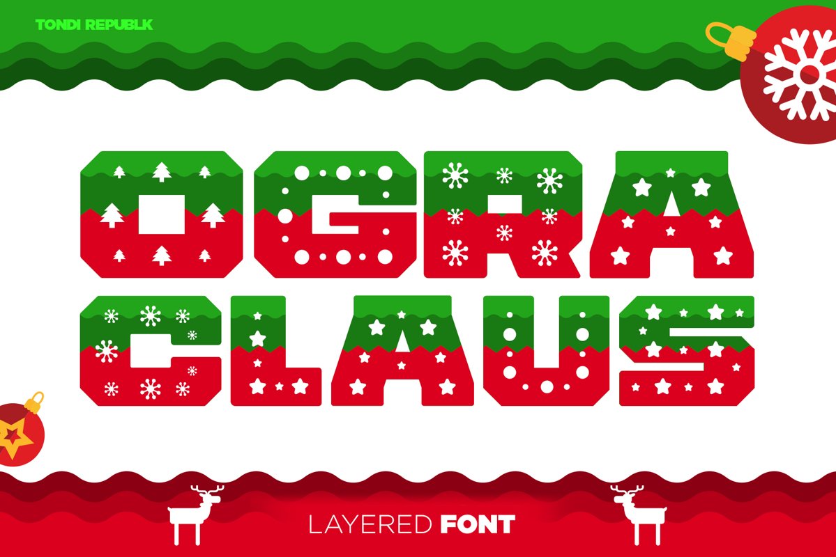 Ogra Clause Layered Christmas Font example image 1