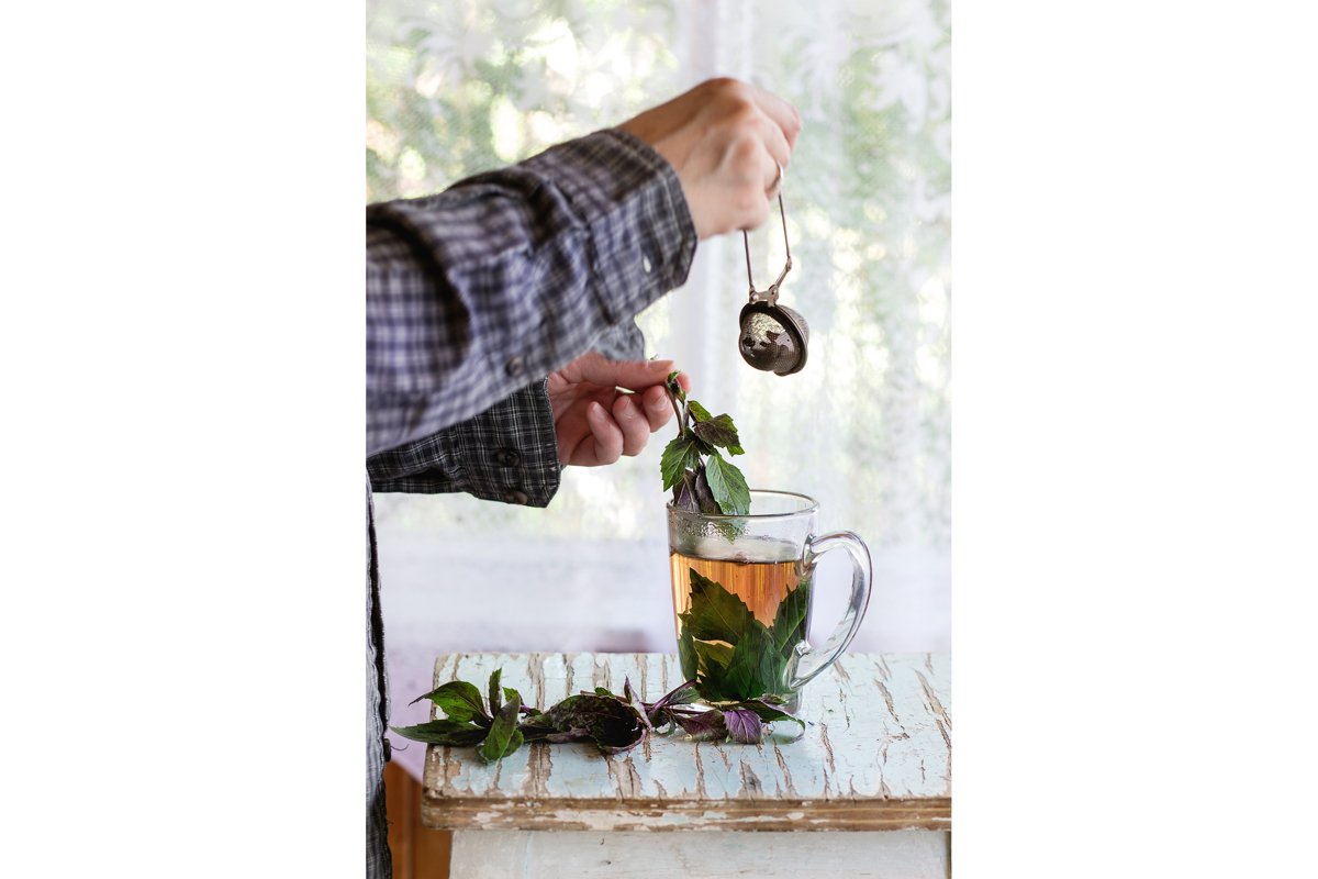 Hot violet basil tea example image 1
