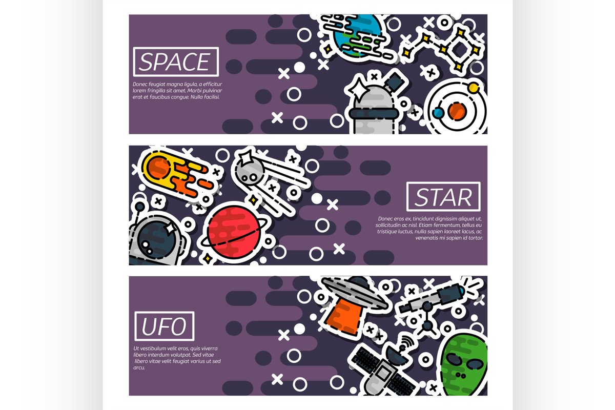 Set of Horizontal Banners about space example image 1
