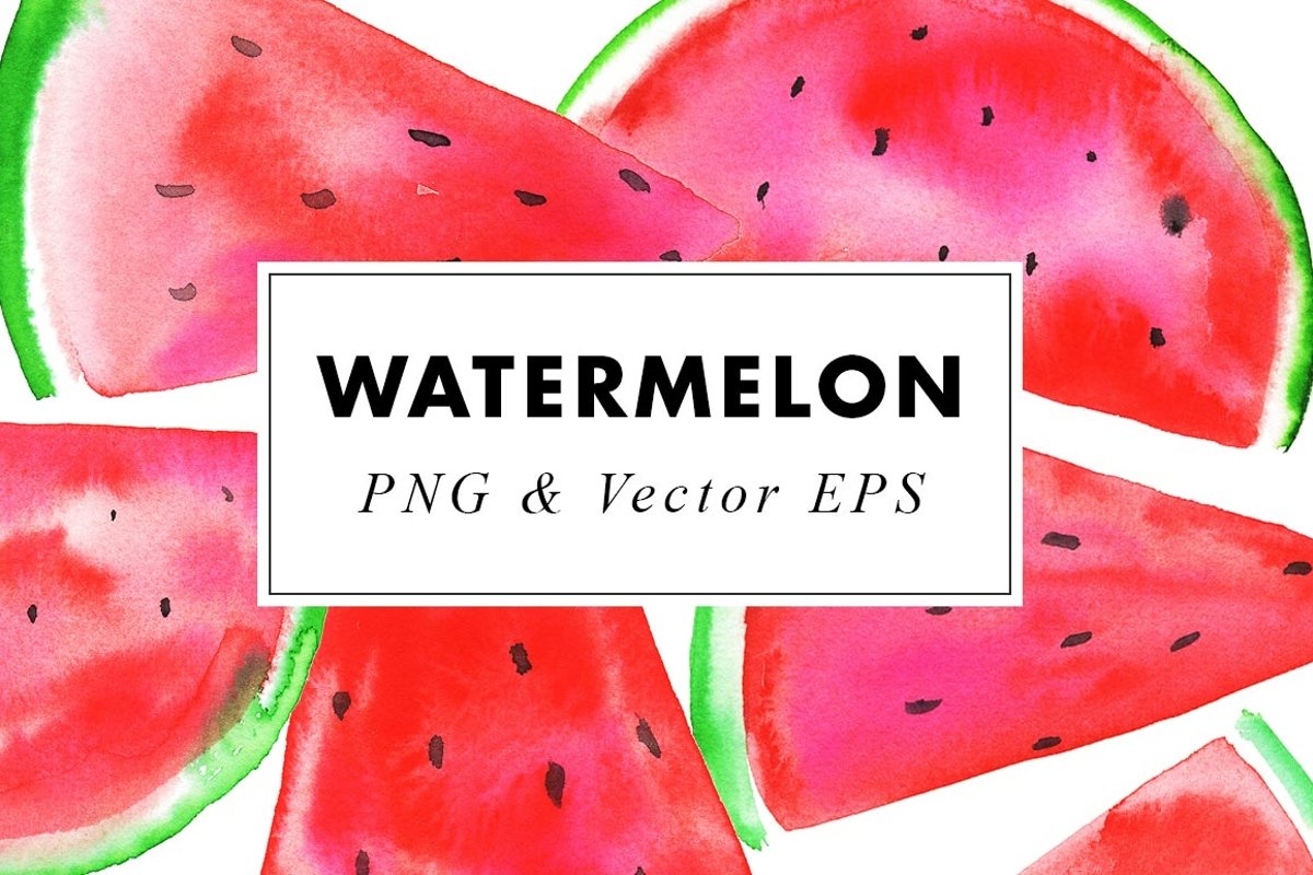 Watercolor Watermelon Illustrations Clip Art in PNG & Vector example image 1