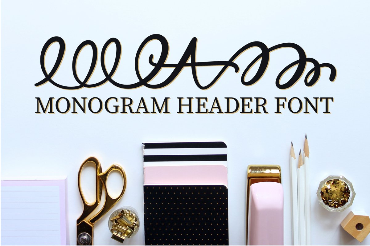 Monogram Header Font - A-Z Letters example image 1
