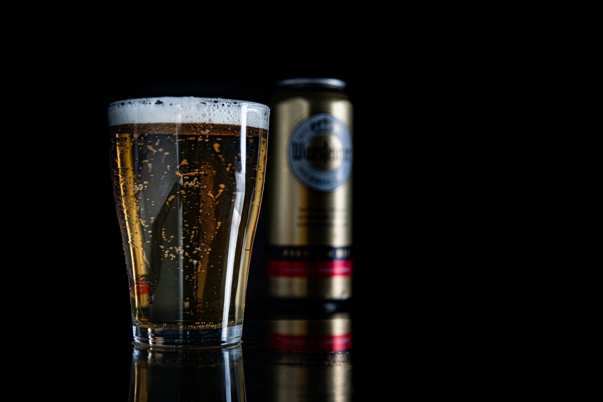 Aluminium can of Warsteiner Beer on black background example image 1