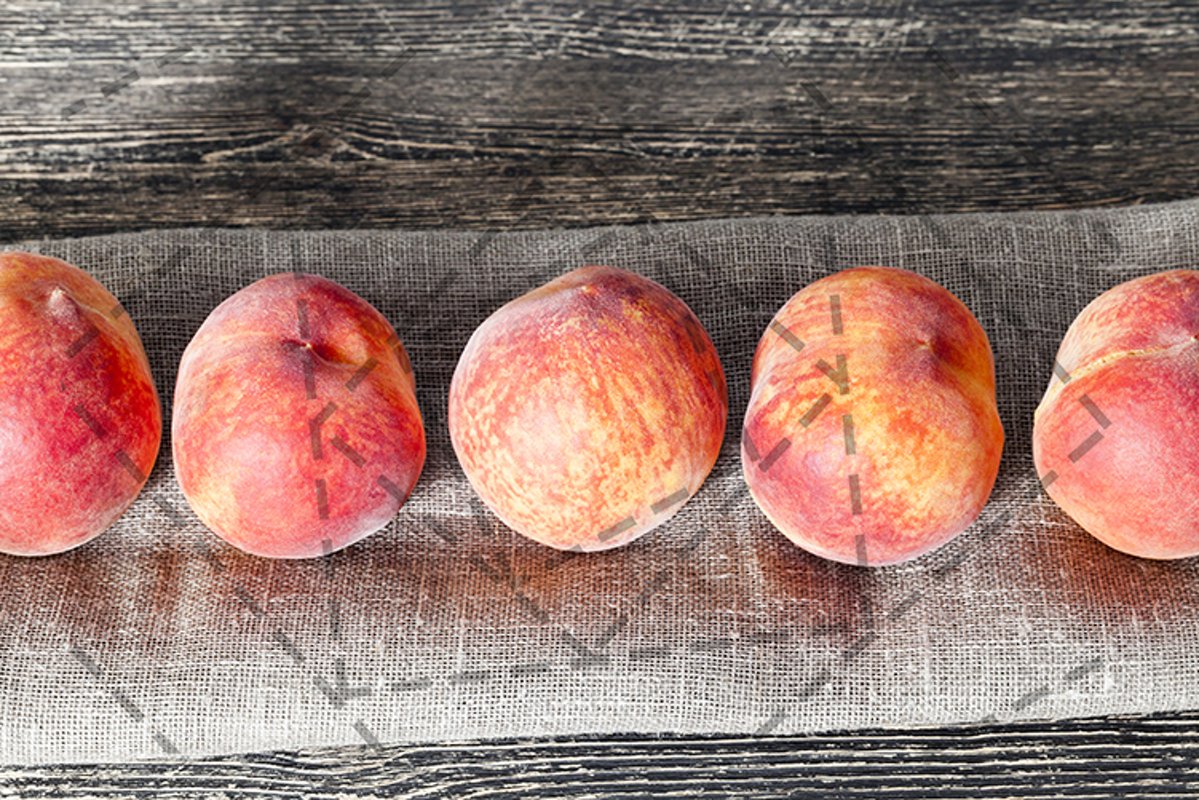 row ripe orange peaches example image 1