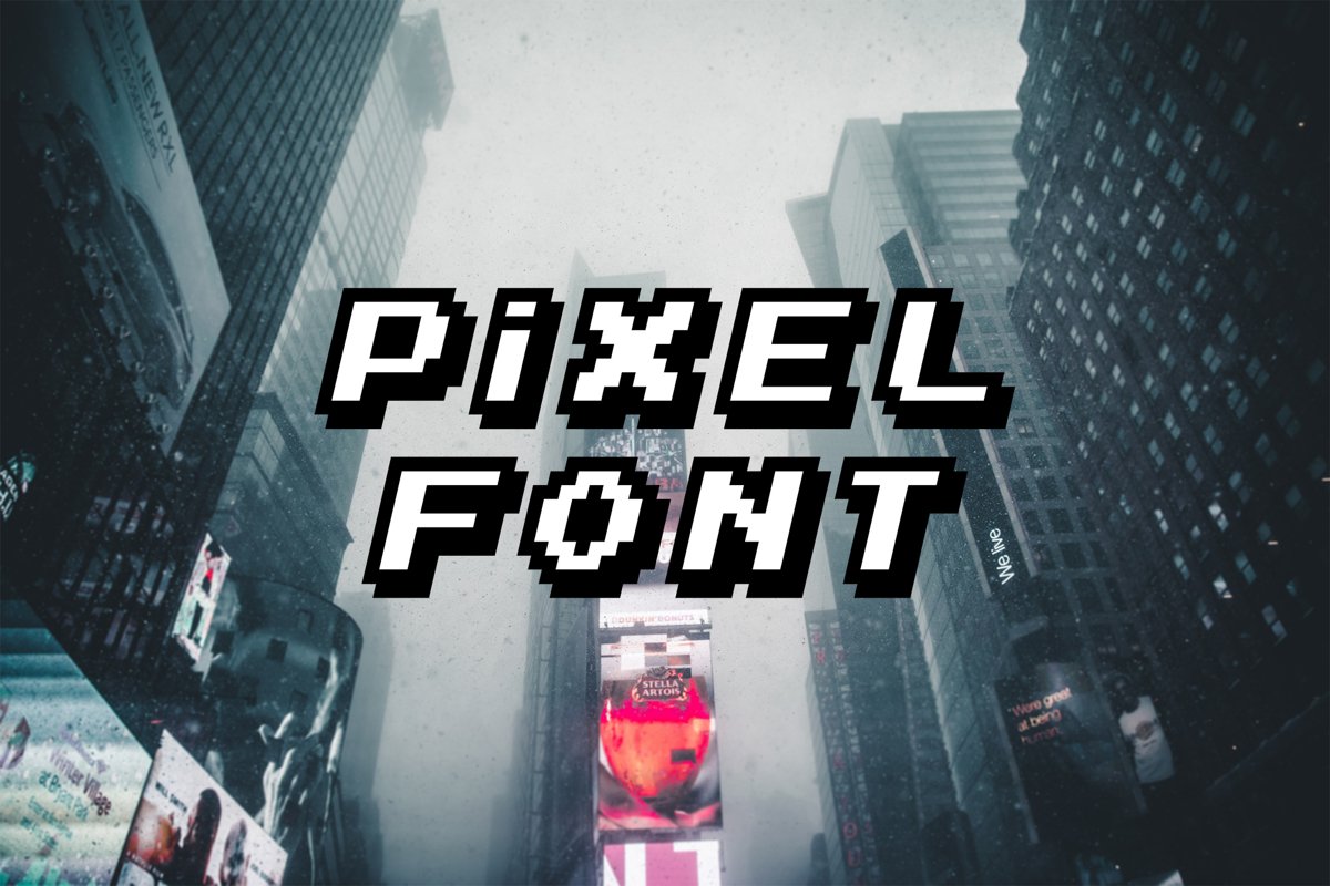 Pixel font / 8-bit fonts / vintage font. example image 1