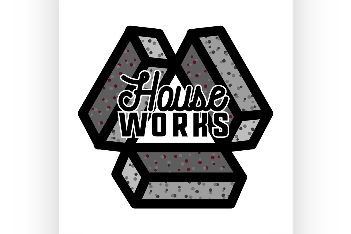 Color vintage house works emblem example image 1