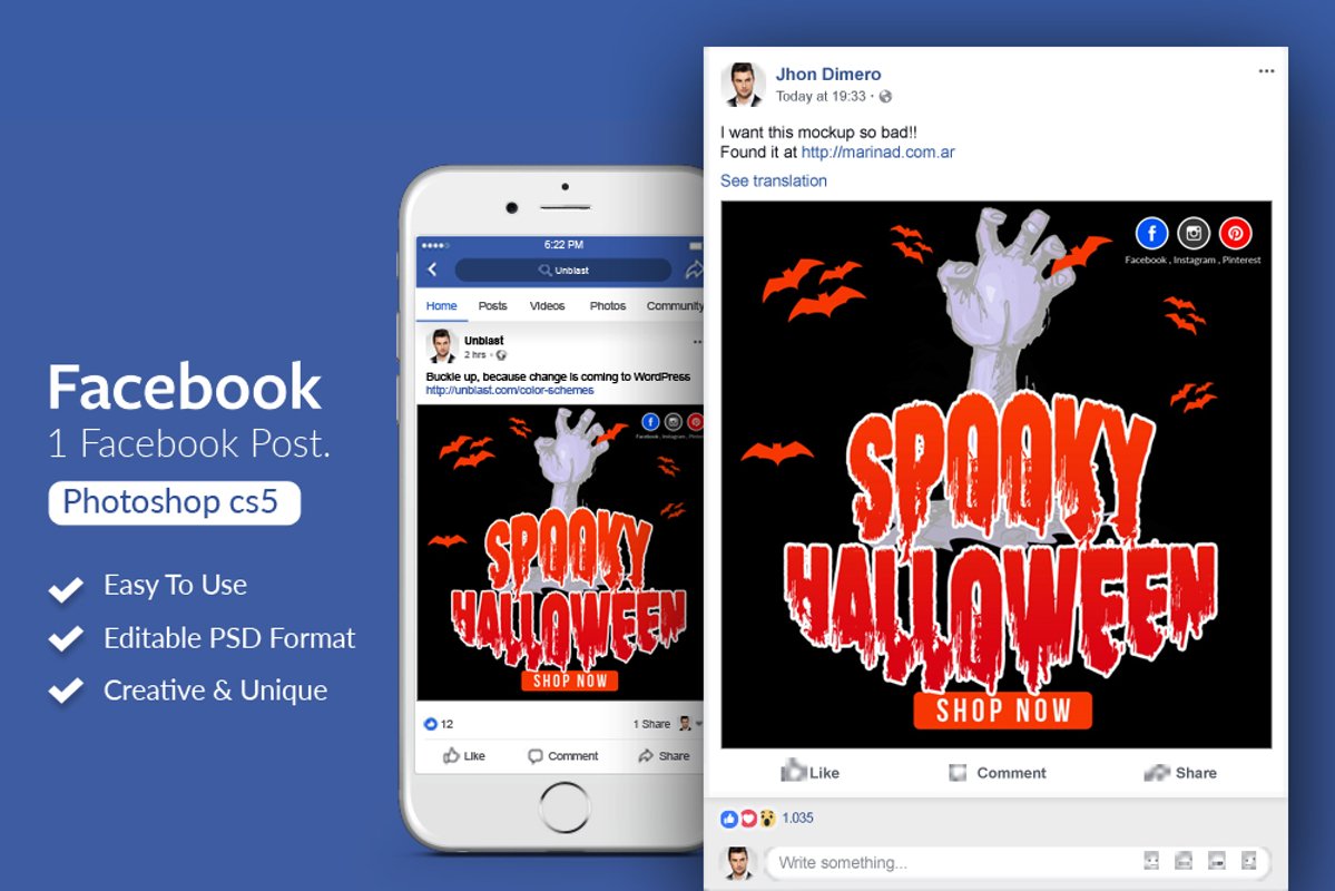 Halloween Spooky Facebook Post Banner example image 1