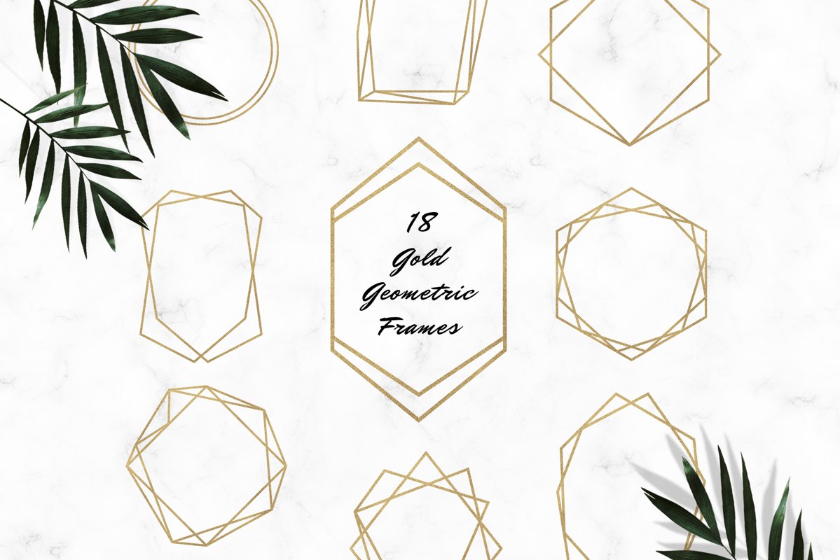 Gold Geometric Frames Clipart example image 1