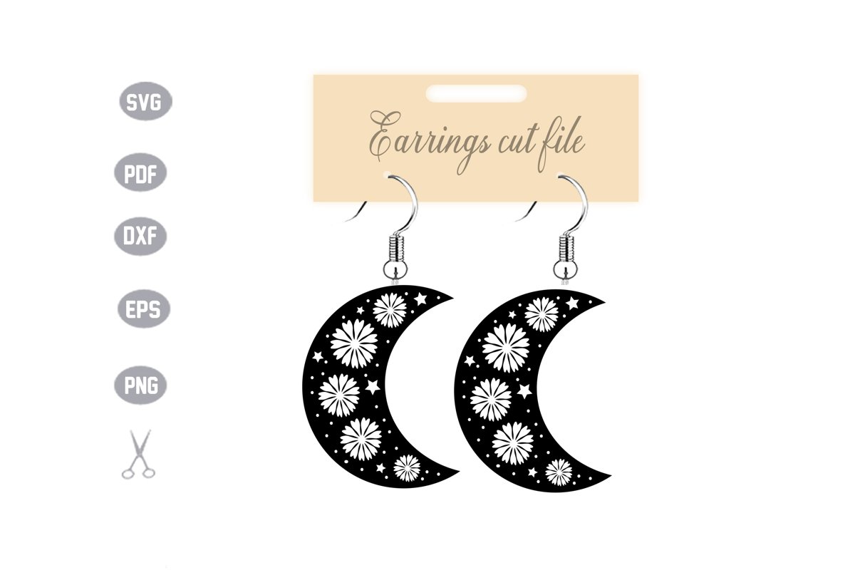 Moon Earrings SVG example image 1