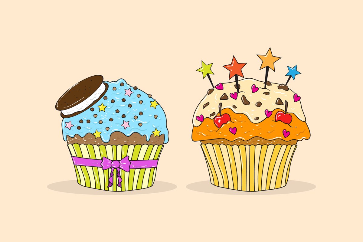 Delicious Cupcakes Illustrations example image 1