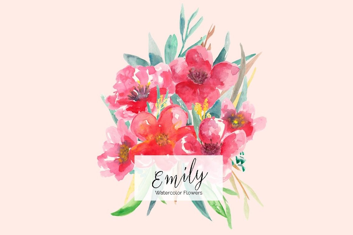Emily Watercolors Flowers example image 1