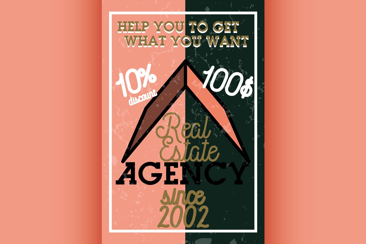 Color vintage real estate agency banner example image 1
