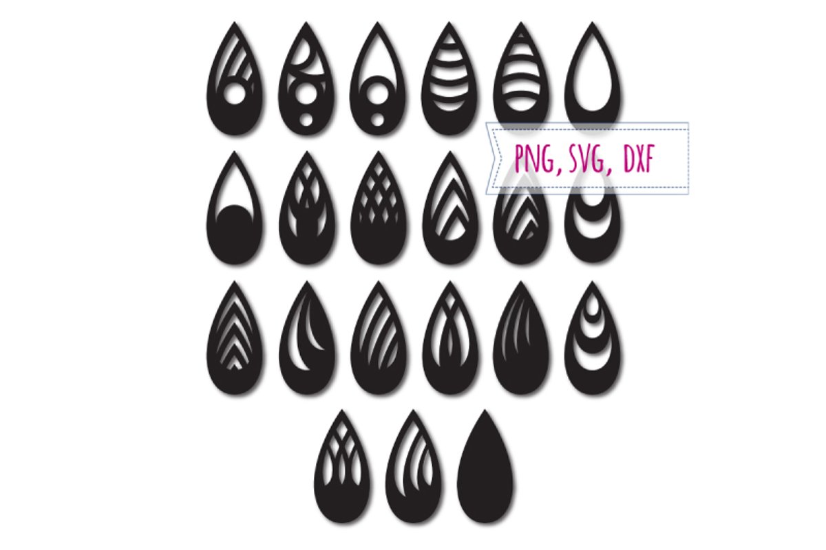 Earrings svg 21 items. Tear drop earrings. Pendant example image 1
