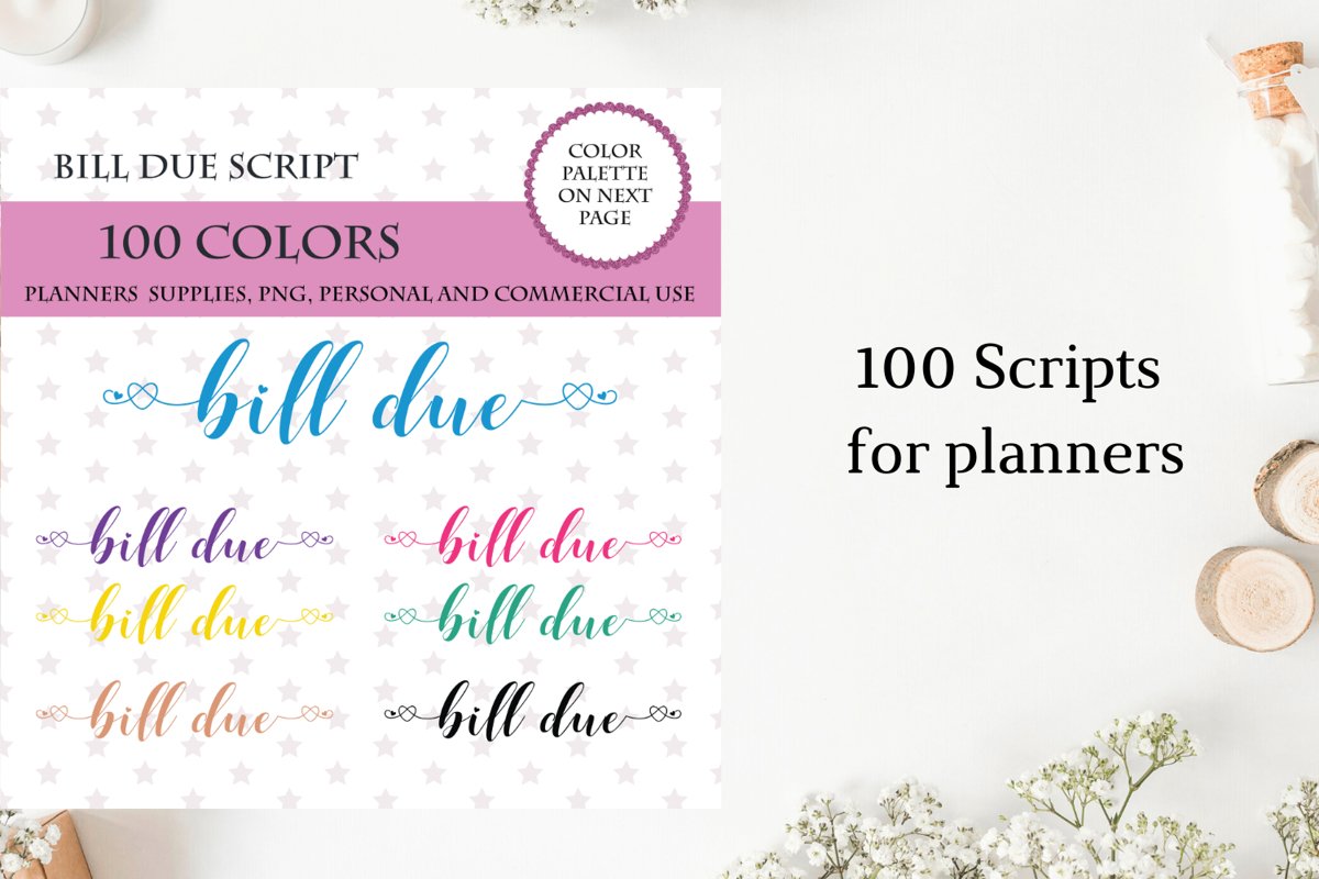 100 Bill Due font clipart, Bill Due sticker clipart example image 1