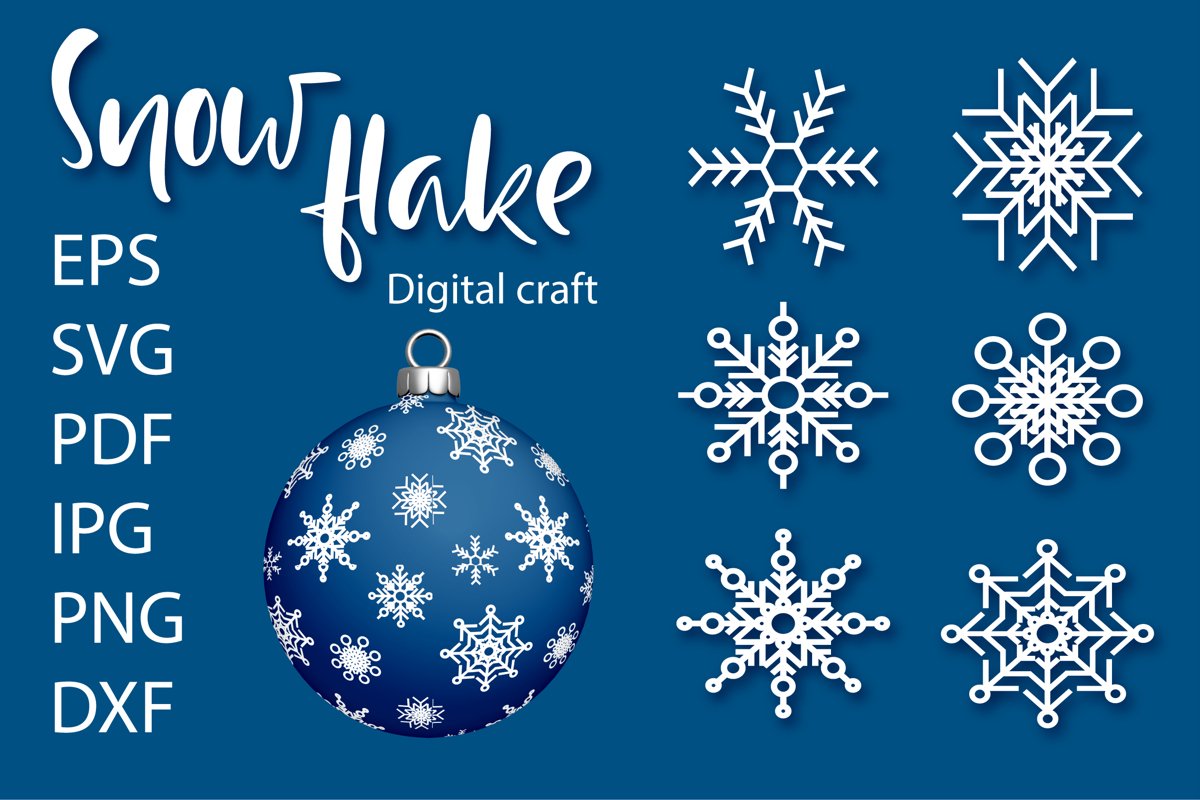 Snowflake SVG Cut File Bundles | Christmas SVG | Snowflakes example image 1