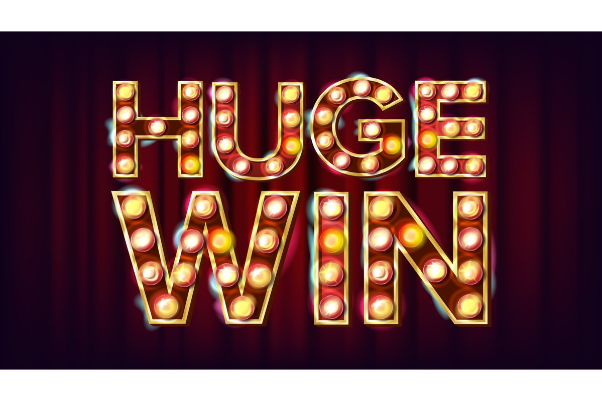 Huge Win Banner Vector. Casino Shining Lamp Background. For example image 1
