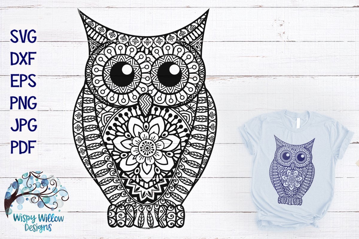 Owl Zentangle | Owl Mandala SVG Cut File example image 1