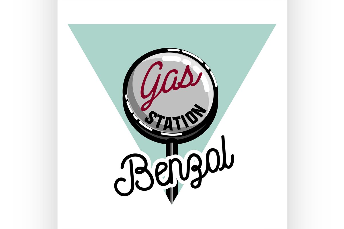 Color vintage gas station emblem example image 1