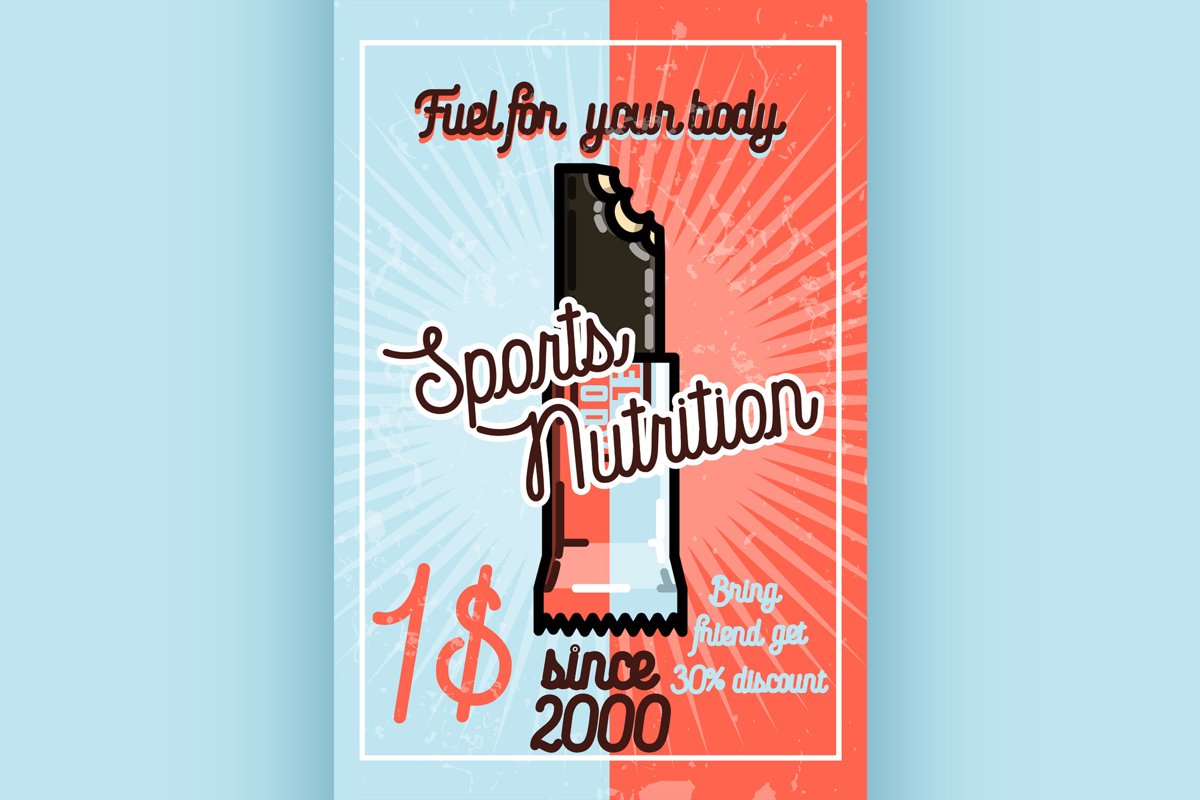 Vintage sports nutrition poster example image 1