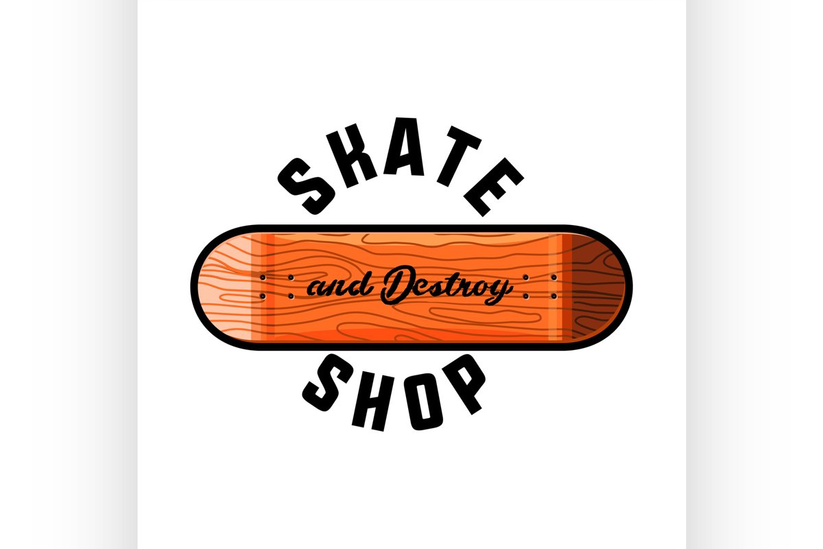 Color vintage skate shop emblem example image 1