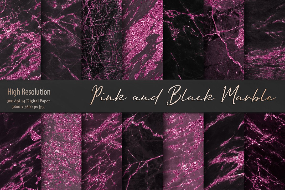 Valentine's Day Pink and Black Marble Textures example image 1
