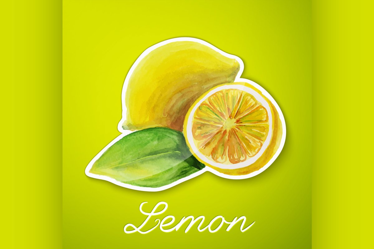 Lemon sticker, watercolor painting example image 1