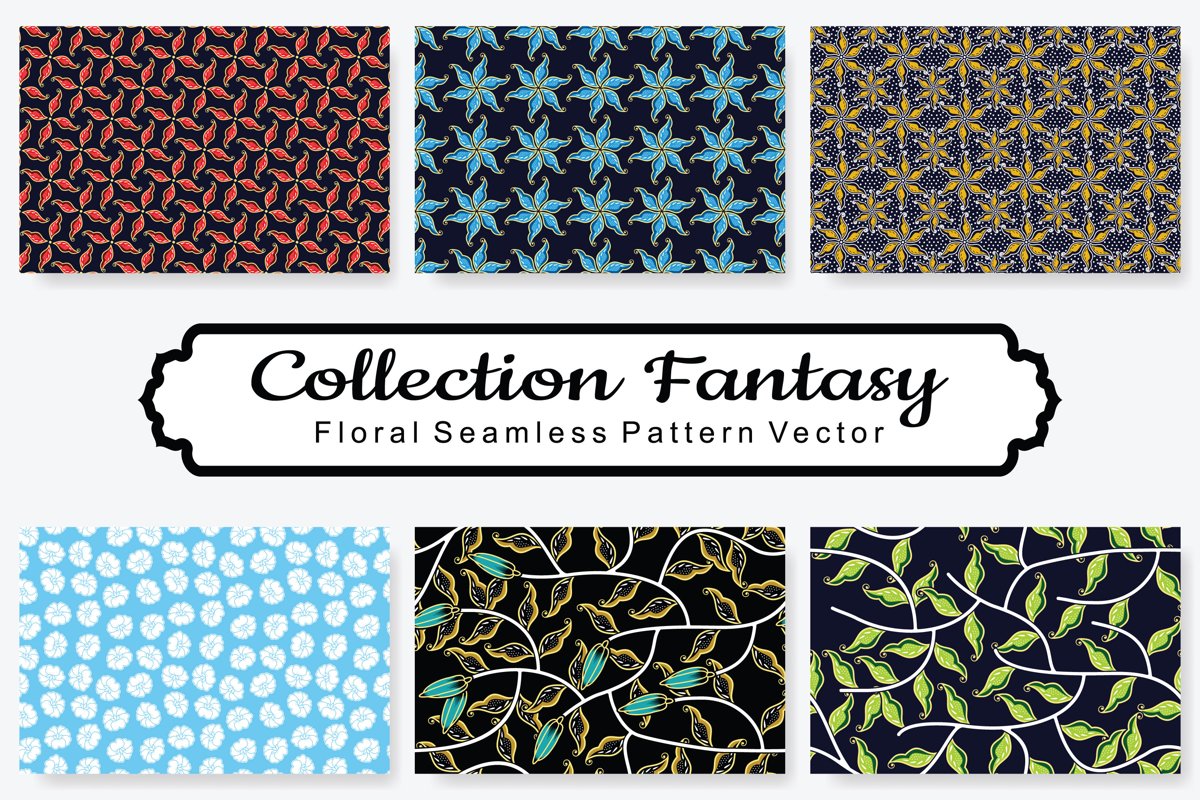 Set Of Fantasy Floral Vector Pattern Vol.16 example image 1