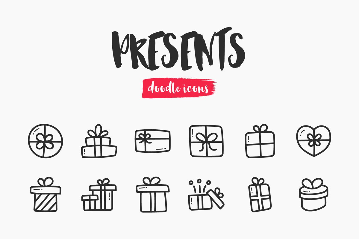 Presents Hand-Drawn Doodle Icons example image 1