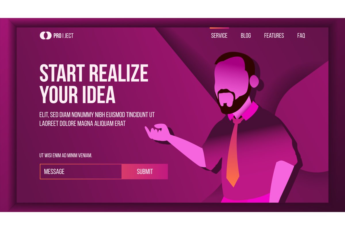 Realize Your Business Landing Page Concept Vector. Creative example image 1
