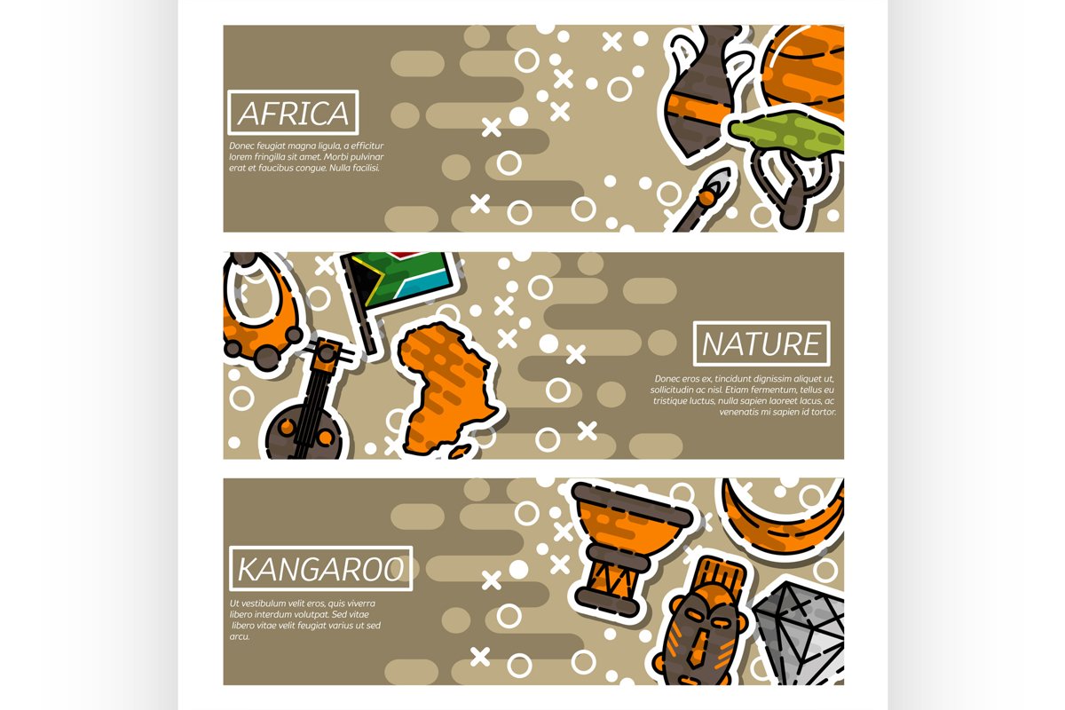Set of Horizontal Banners about Africa example image 1