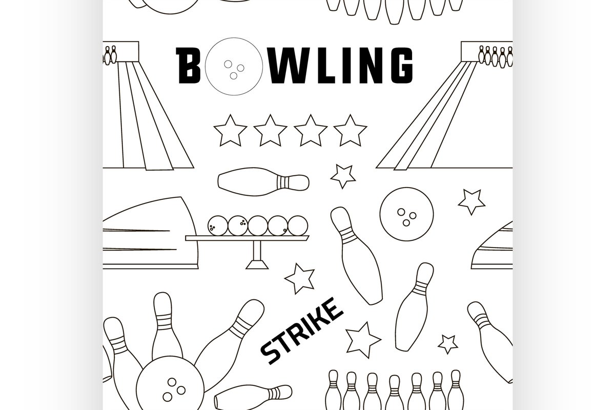 Bowling icons set pattern example image 1