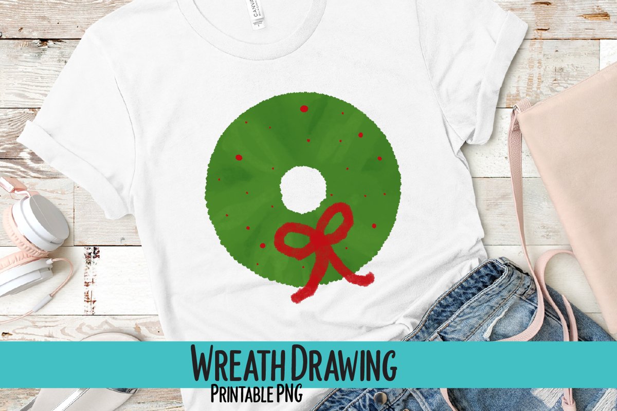 Wreath Drawing Sublimation PNG example image 1