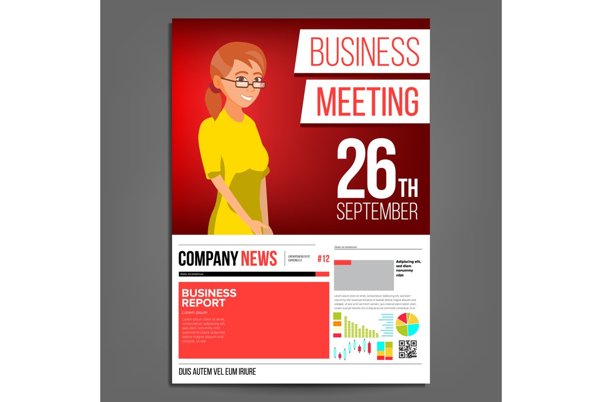 Business Meeting Poster Vector. Business Woman. Invitation example image 1
