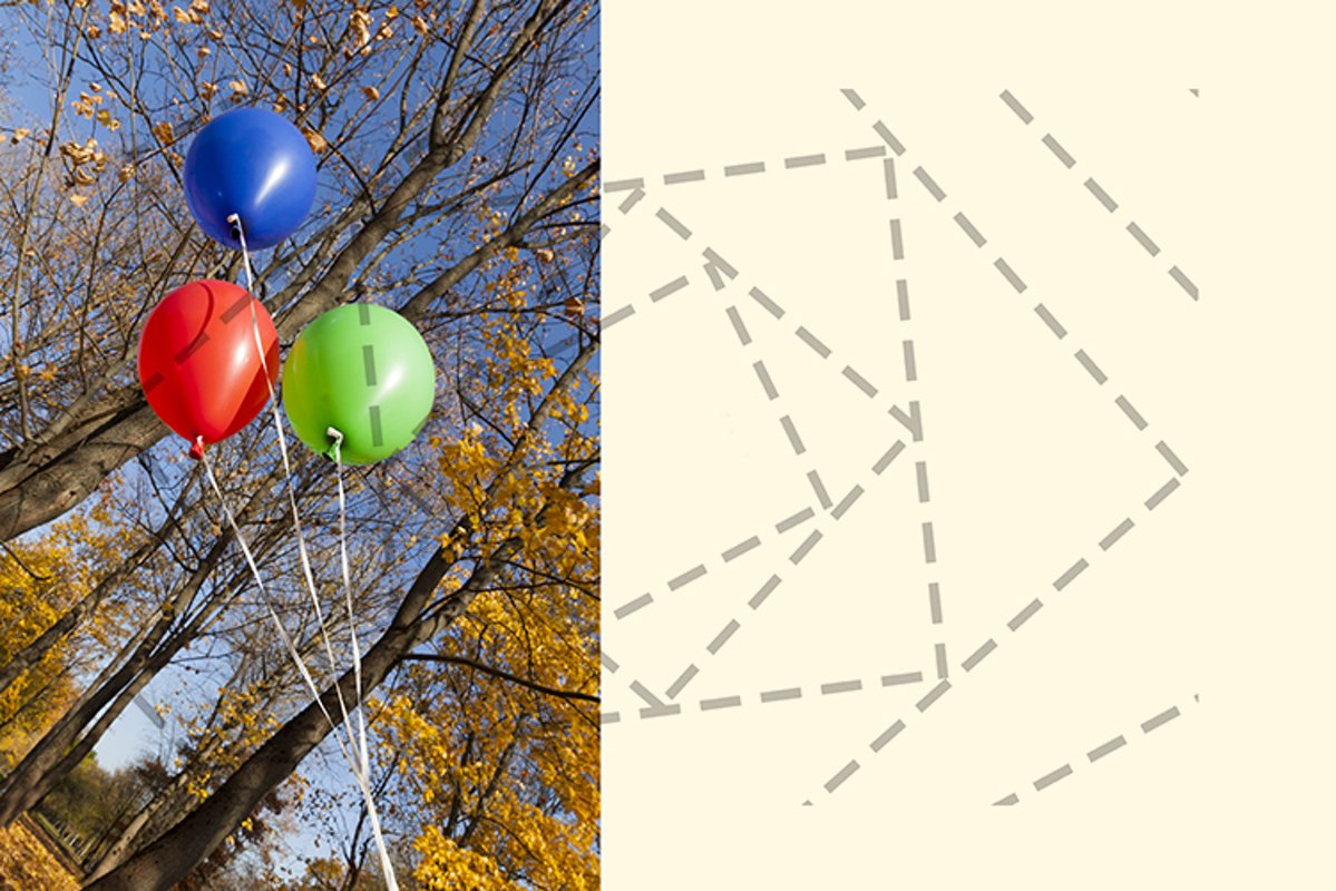 Red blue green balloons example image 1