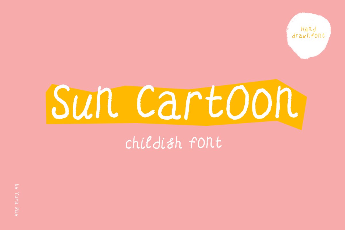 Sun Cartoon hand-drawn childish font example image 1