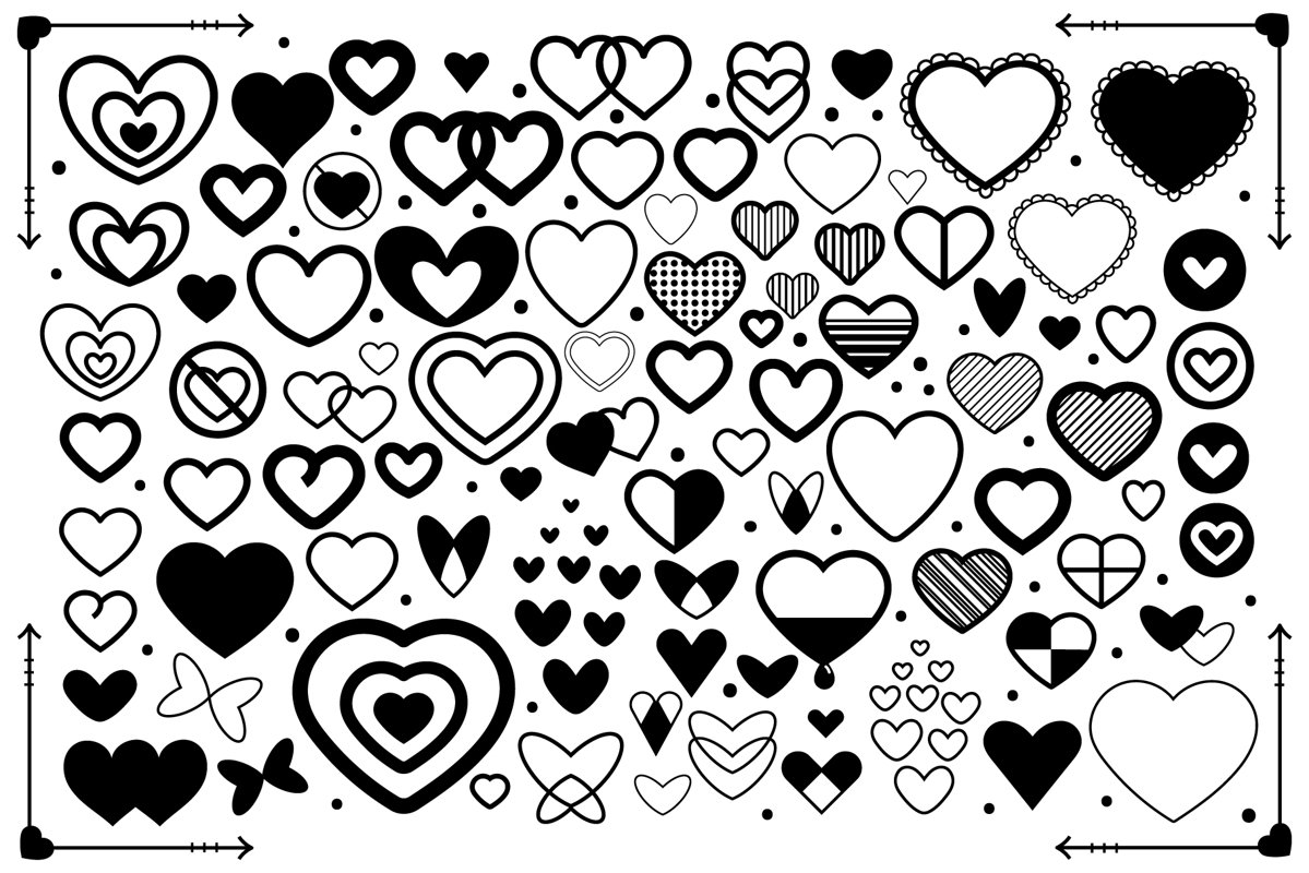 Simple Doodle Heart Clip Art Set example image 1