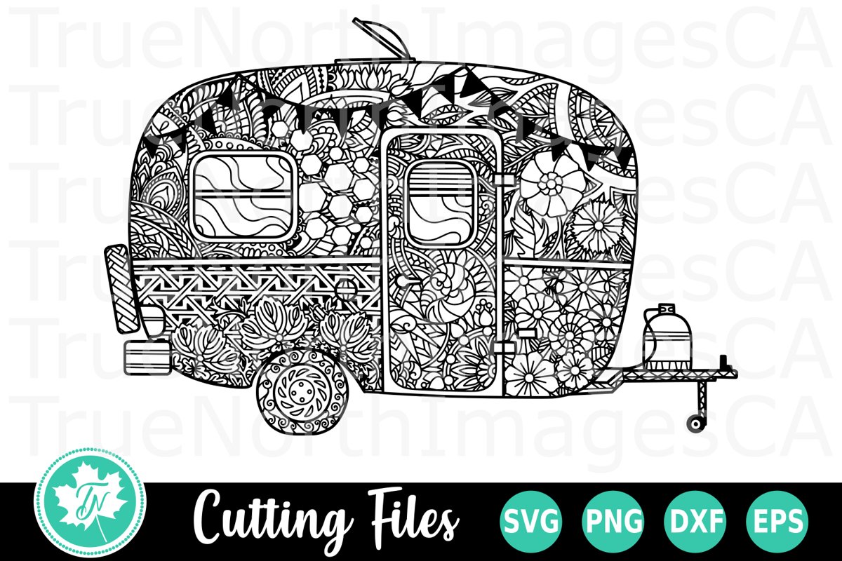 Camper - A Zentangle SVG Cut File example image 1