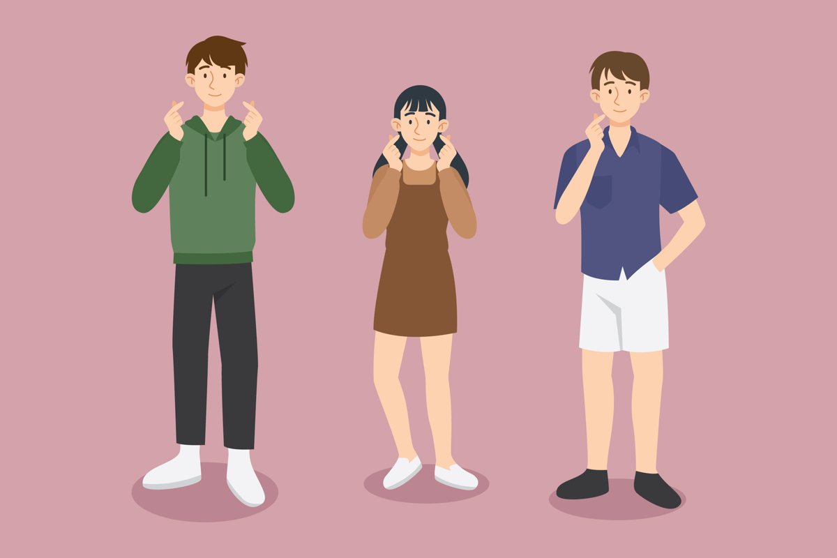 Young Koreans Doing Finger Heart example image 1