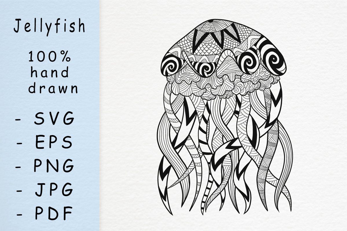 Hand drawn jellyfish with patterns example image 1