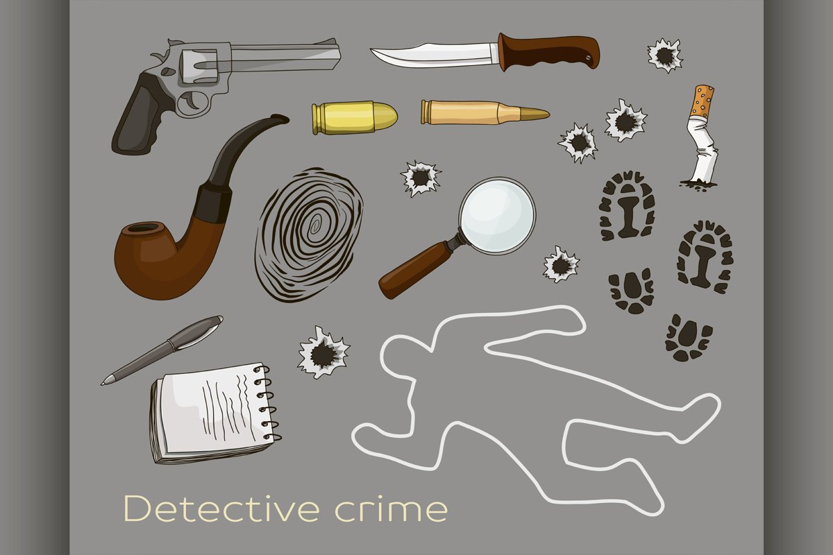 Vector detective crime icons set example image 1