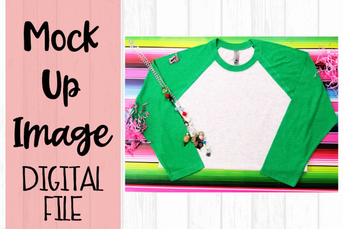 Green Raglan on Serape Mock Up example image 1